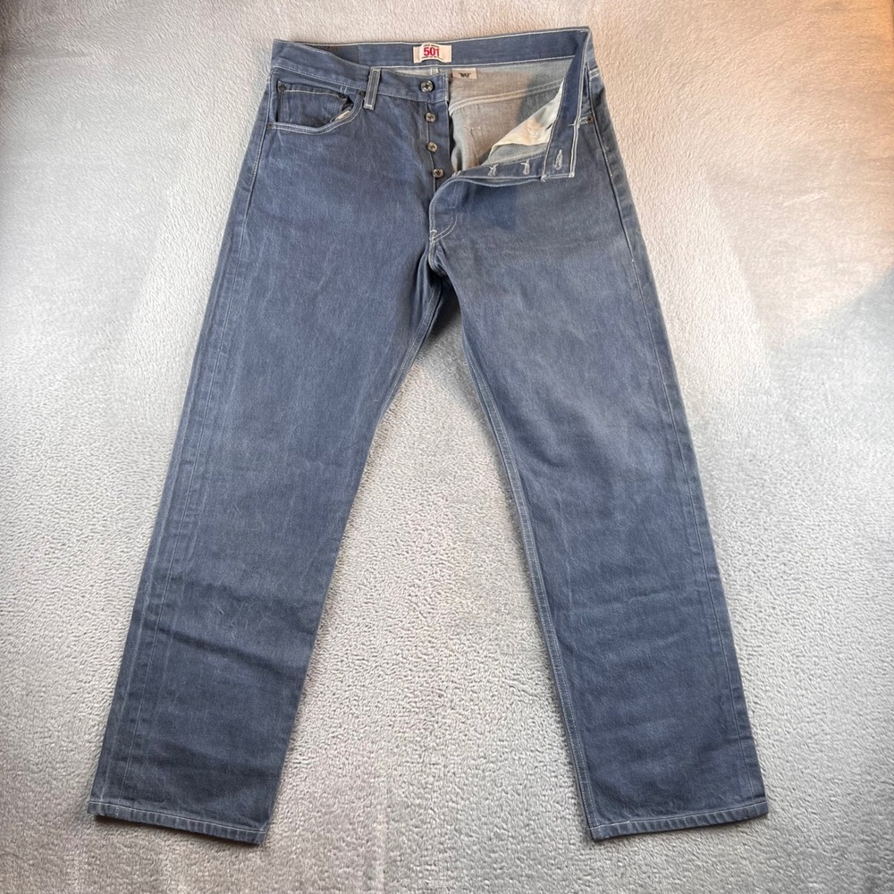 Levis 501 Original Straight Leg Button Fly Gray Blue Jeans Mens 34x32 WPL-423